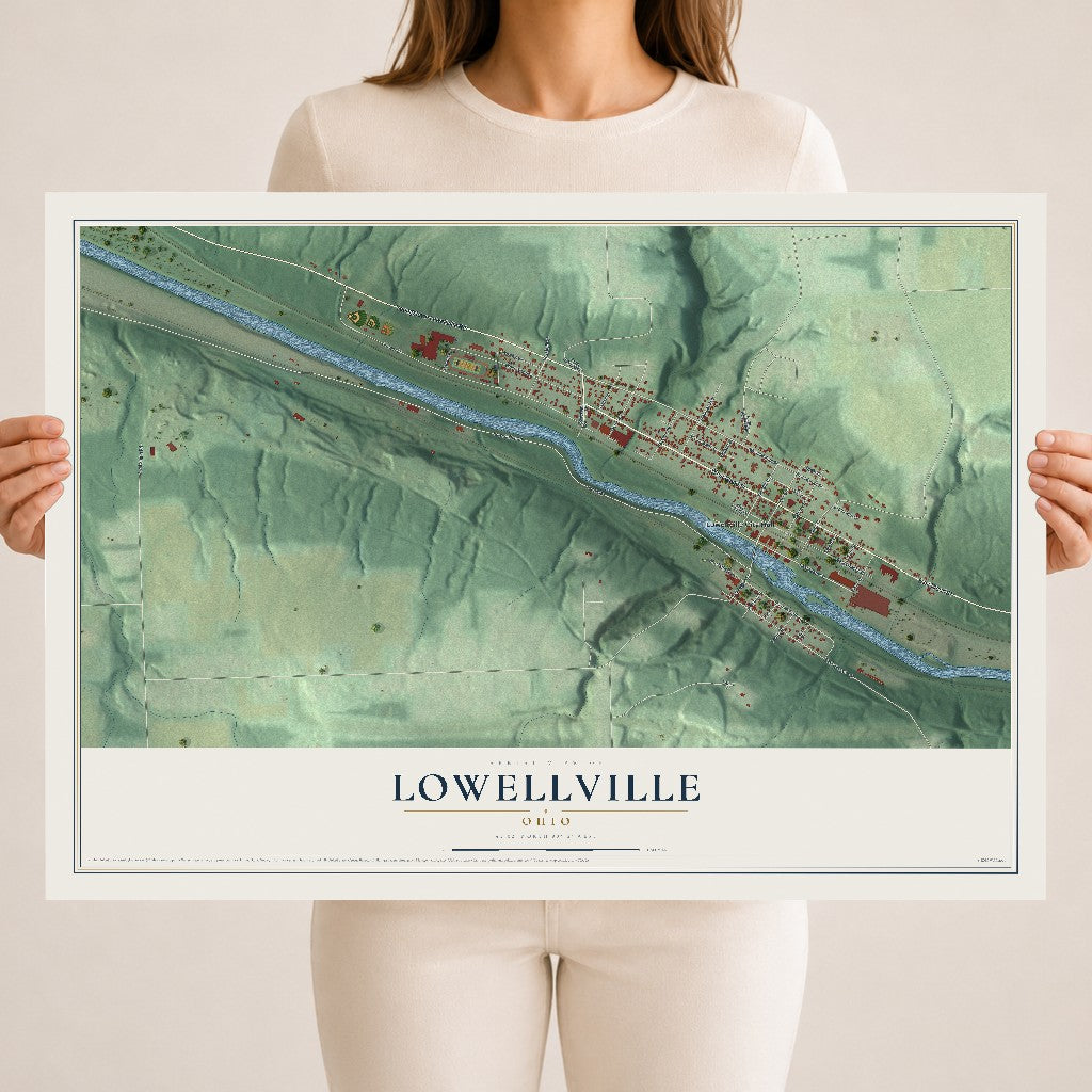 Map of Lowellville, Ohio, 18 x 24 inch unframed archival matte print