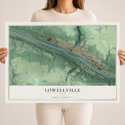 Map of Lowellville, Ohio, 18 x 24 inch unframed archival matte print