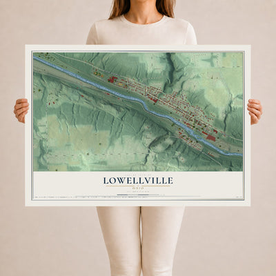Map of Lowellville, Ohio, 24 x 36 inch unframed archival matte print