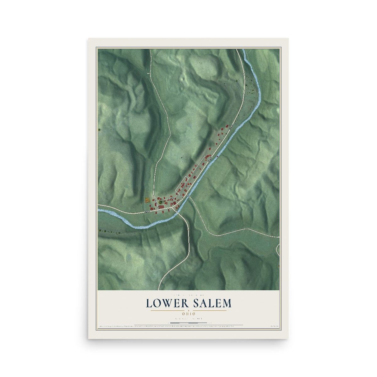 Map of Lower Salem, Ohio, 12 x 18 inch unframed archival matte print
