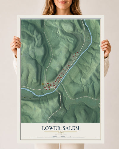 Map of Lower Salem, Ohio, 24 x 36 inch unframed archival matte print