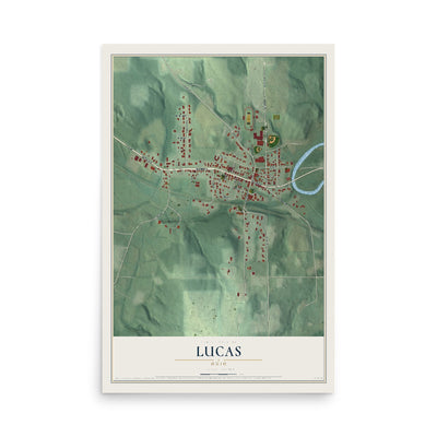 Map of Lucas, Ohio, 12 x 18 inch unframed archival matte print