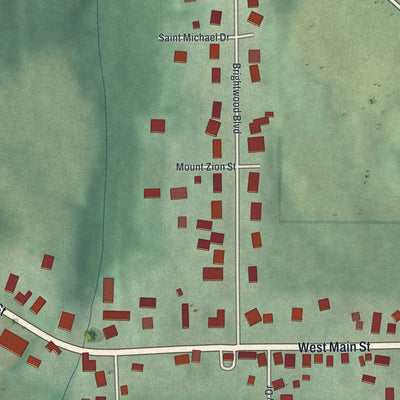 Second close-up of the map of Lucas, Ohio print showing more streets and buildings