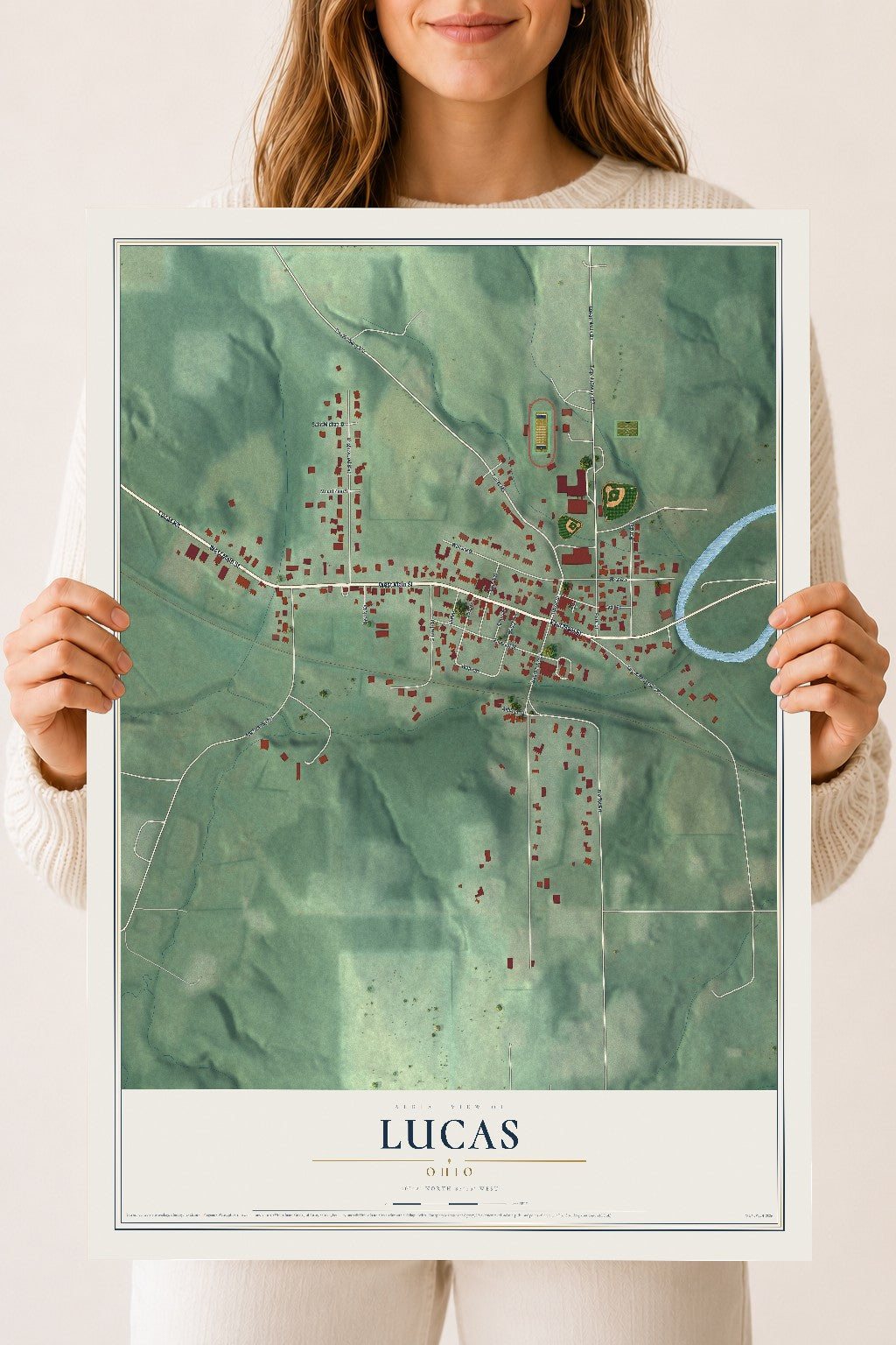 Map of Lucas, Ohio, 18 x 24 inch unframed archival matte print