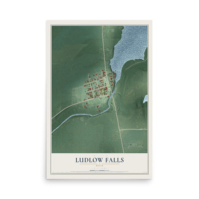 Map of Ludlow Falls, Ohio, 12 x 18 inch unframed archival matte print