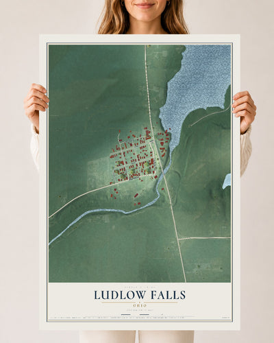Map of Ludlow Falls, Ohio, 24 x 36 inch unframed archival matte print