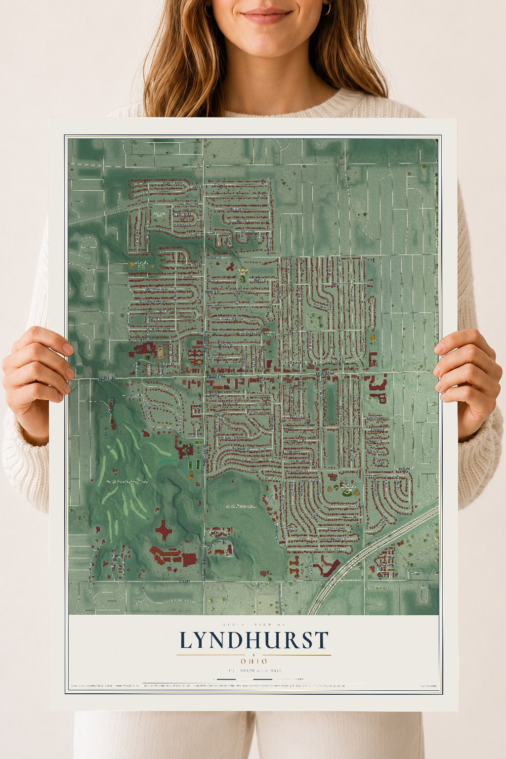 Map of Lyndhurst, Ohio, 18 x 24 inch unframed archival matte print