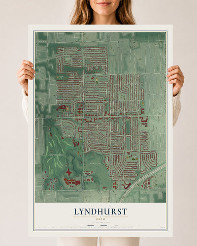 Map of Lyndhurst, Ohio, 24 x 36 inch unframed archival matte print