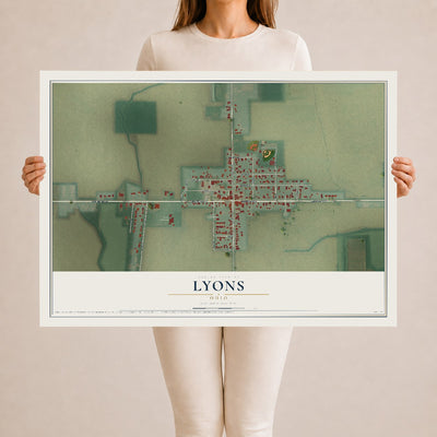 Map of Lyons, Ohio, 24 x 36 inch unframed archival matte print
