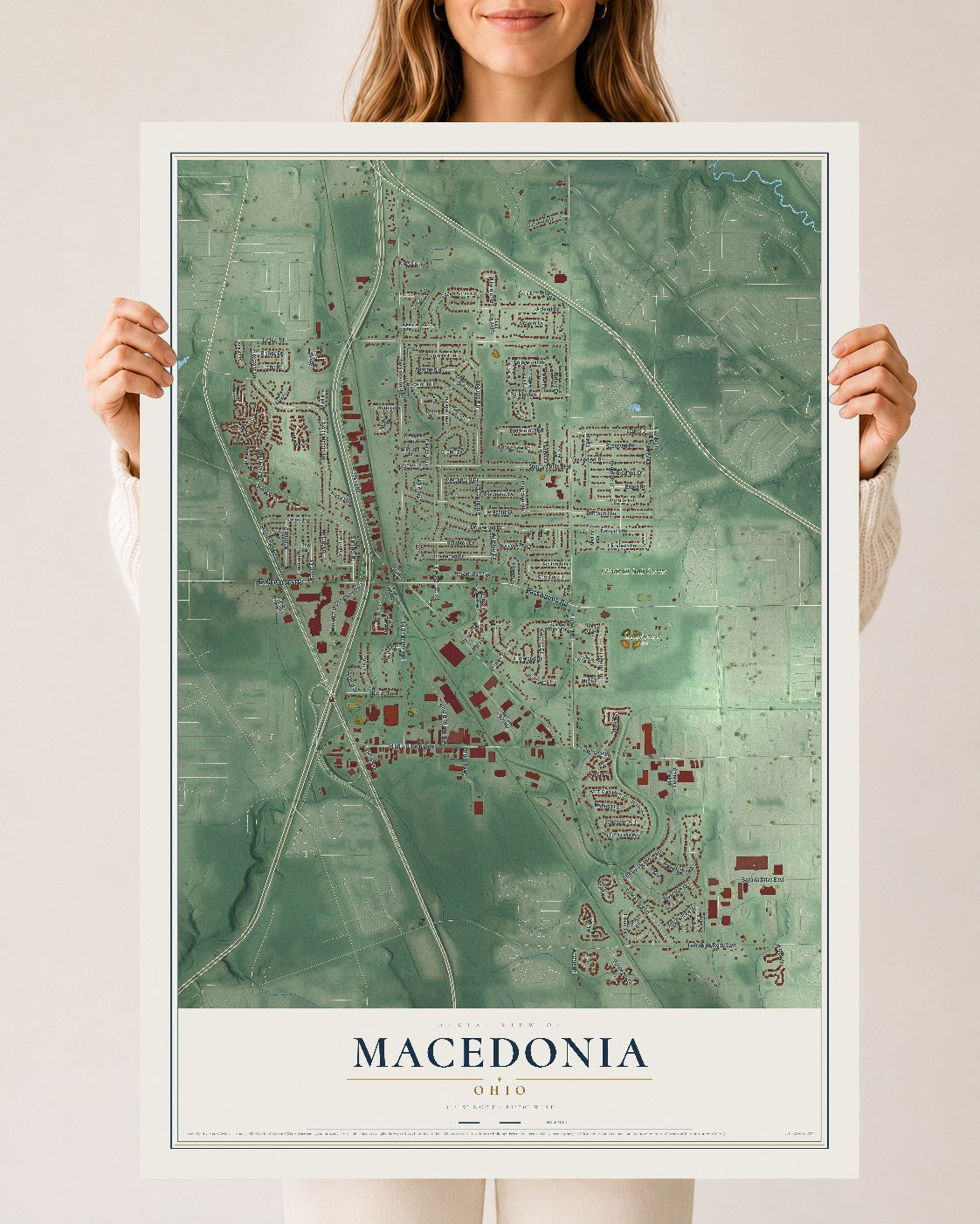 Map of Macedonia, Ohio, 24 x 36 inch unframed archival matte print