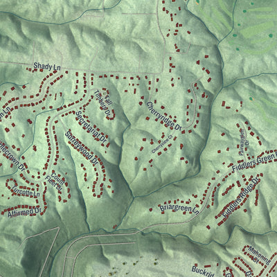 Second close-up of the map of Mack, Ohio print showing more streets and buildings