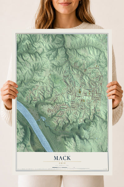 Map of Mack, Ohio, 18 x 24 inch unframed archival matte print