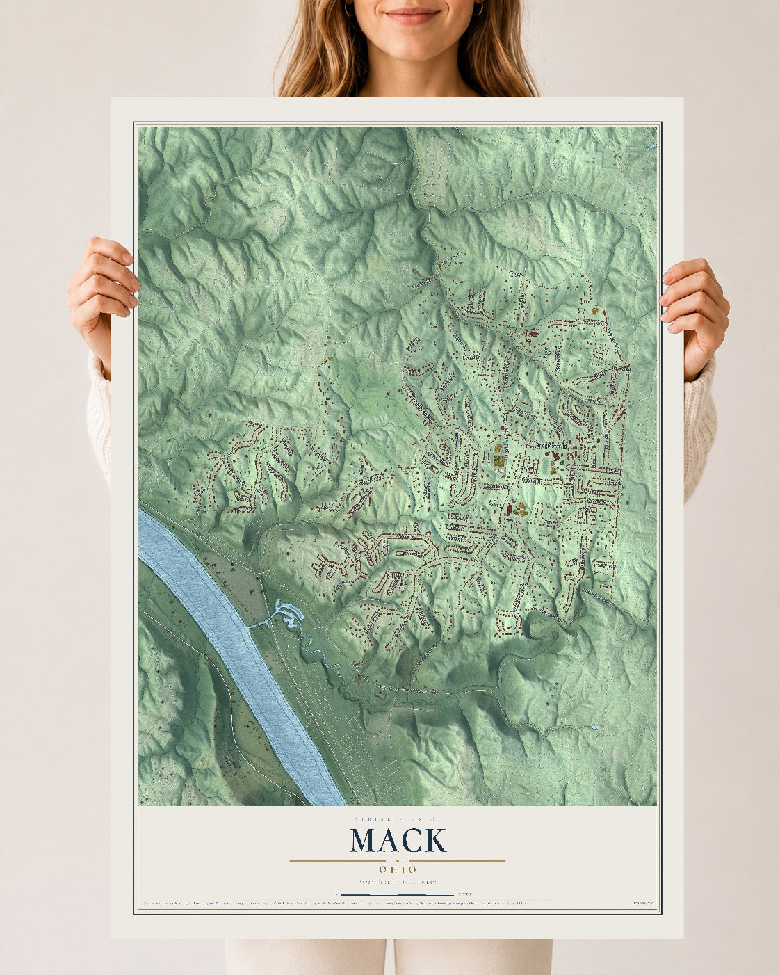 Map of Mack, Ohio, 24 x 36 inch unframed archival matte print