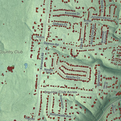 Second close-up of the map of Madeira, Ohio print showing more streets and buildings