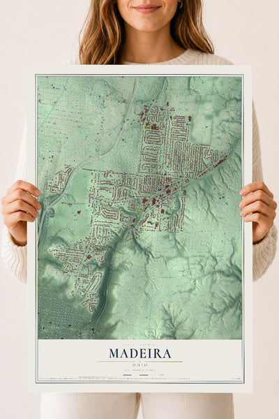 Map of Madeira, Ohio, 18 x 24 inch unframed archival matte print