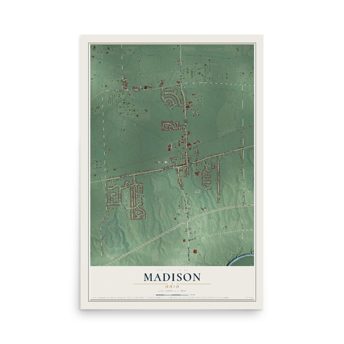 Map of Madison, Ohio, 12 x 18 inch unframed archival matte print