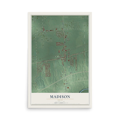 Map of Madison, Ohio, 12 x 18 inch unframed archival matte print