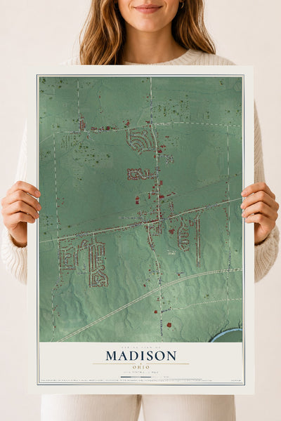 Map of Madison, Ohio, 18 x 24 inch unframed archival matte print