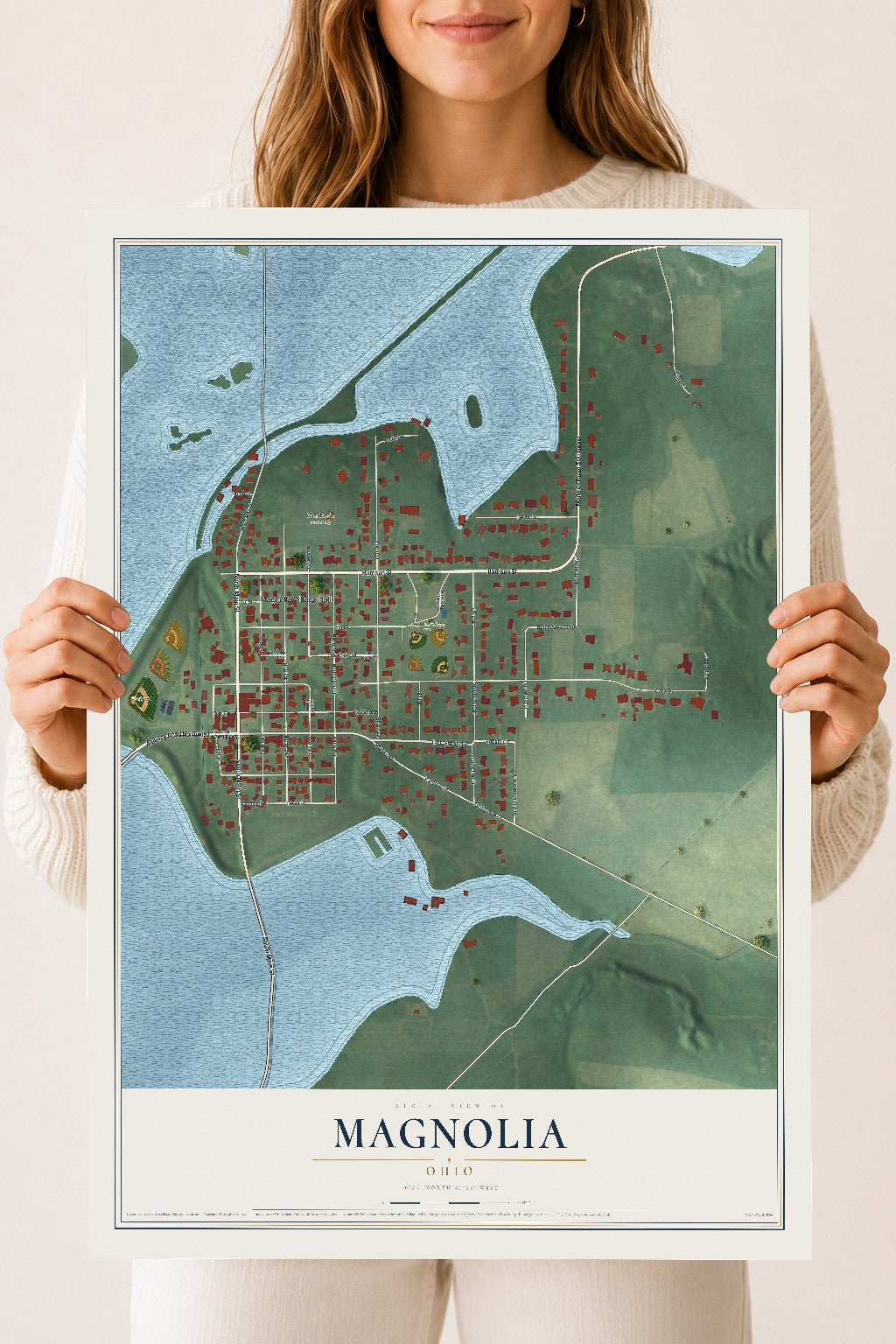 Map of Magnolia, Ohio, 18 x 24 inch unframed archival matte print