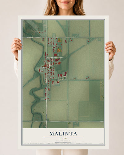 Map of Malinta, Ohio, 24 x 36 inch unframed archival matte print