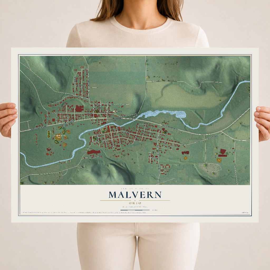 Map of Malvern, Ohio, 18 x 24 inch unframed archival matte print