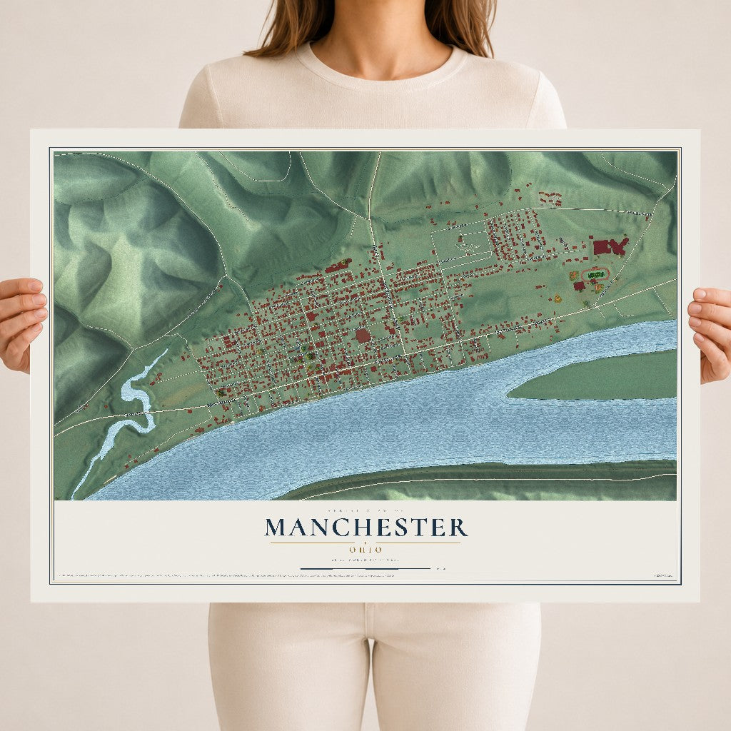 Map of Manchester, Ohio, 18 x 24 inch unframed archival matte print