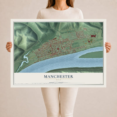 Map of Manchester, Ohio, 24 x 36 inch unframed archival matte print