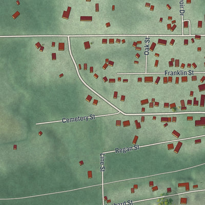 Second close-up of the map of Mantua, Ohio print showing more streets and buildings
