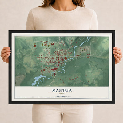 Map of Mantua, Ohio, 12 x 18 inch print in a black wood frame
