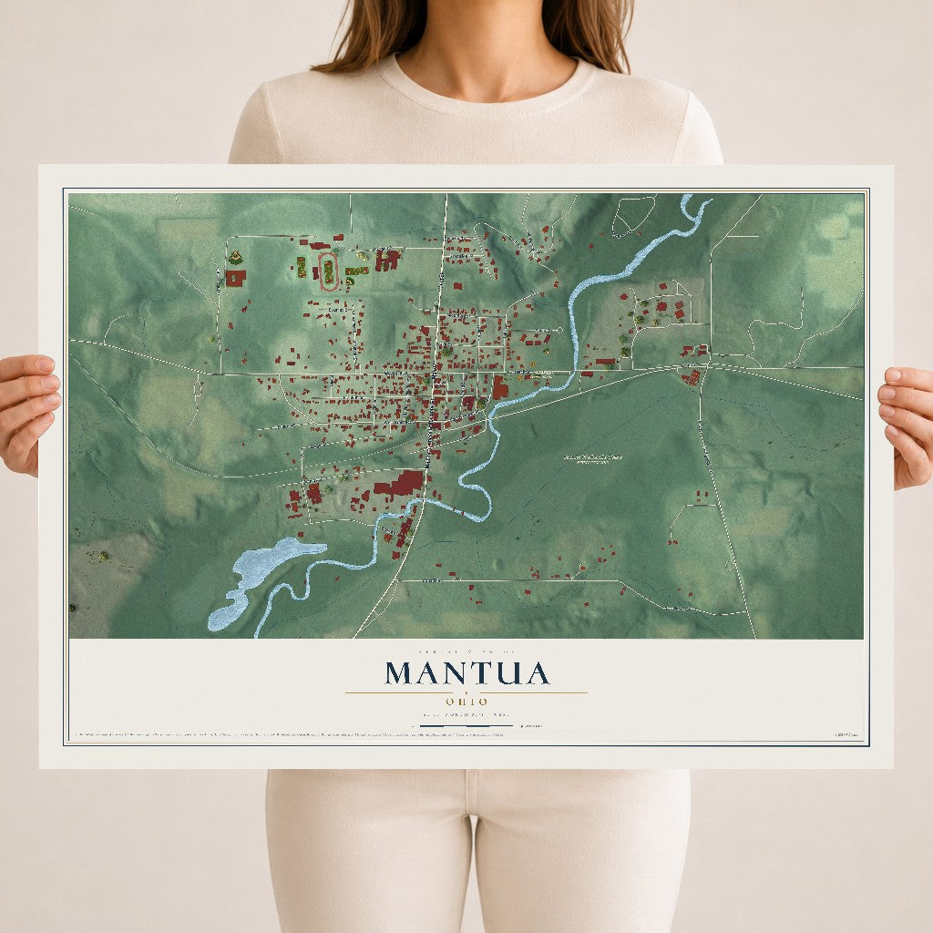 Map of Mantua, Ohio, 18 x 24 inch unframed archival matte print