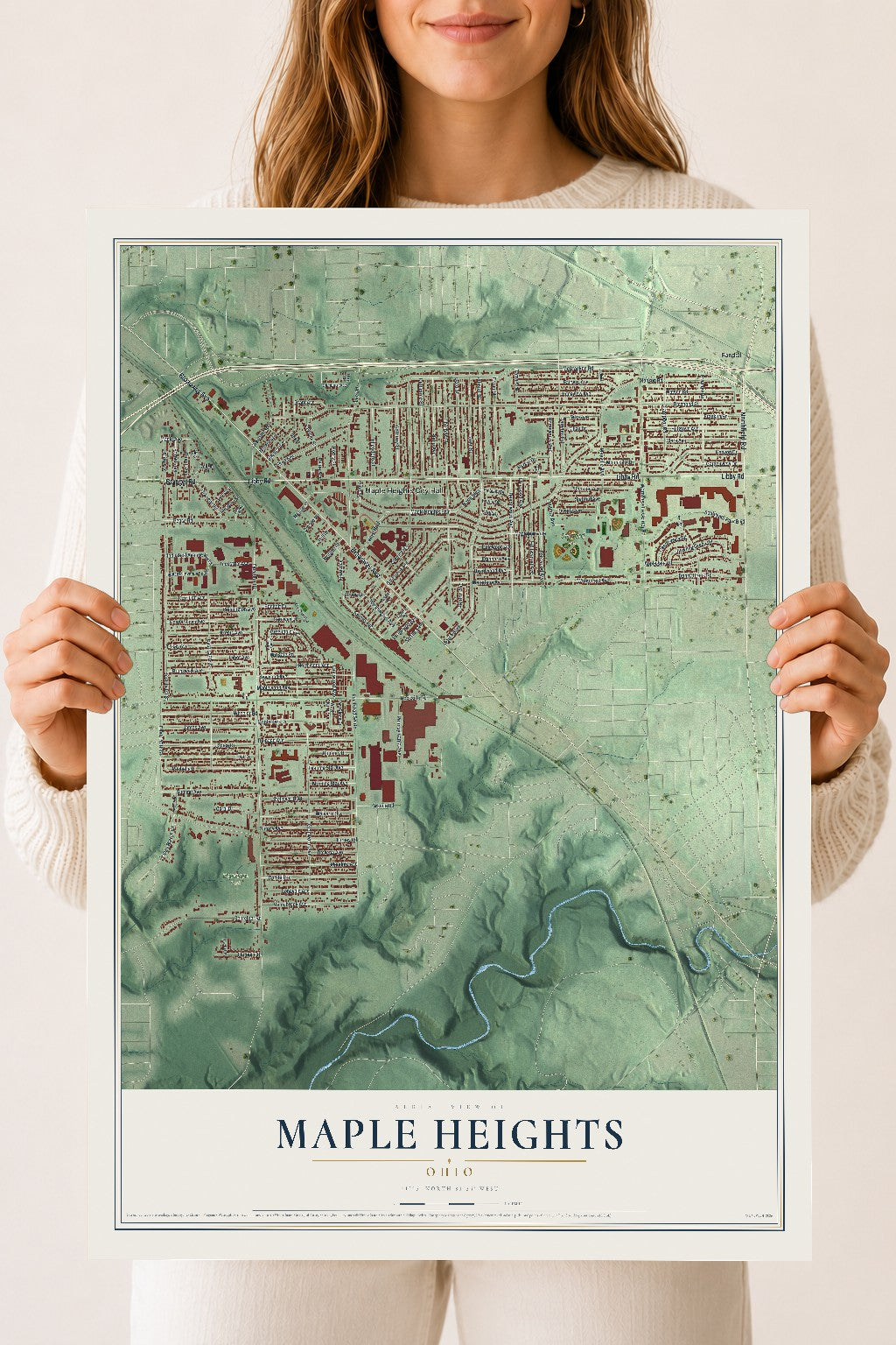 Map of Maple Heights, Ohio, 18 x 24 inch unframed archival matte print