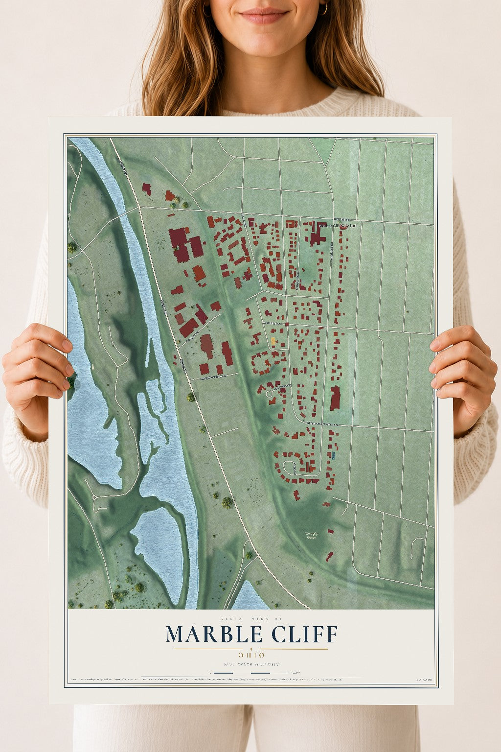 Map of Marble Cliff, Ohio, 18 x 24 inch unframed archival matte print