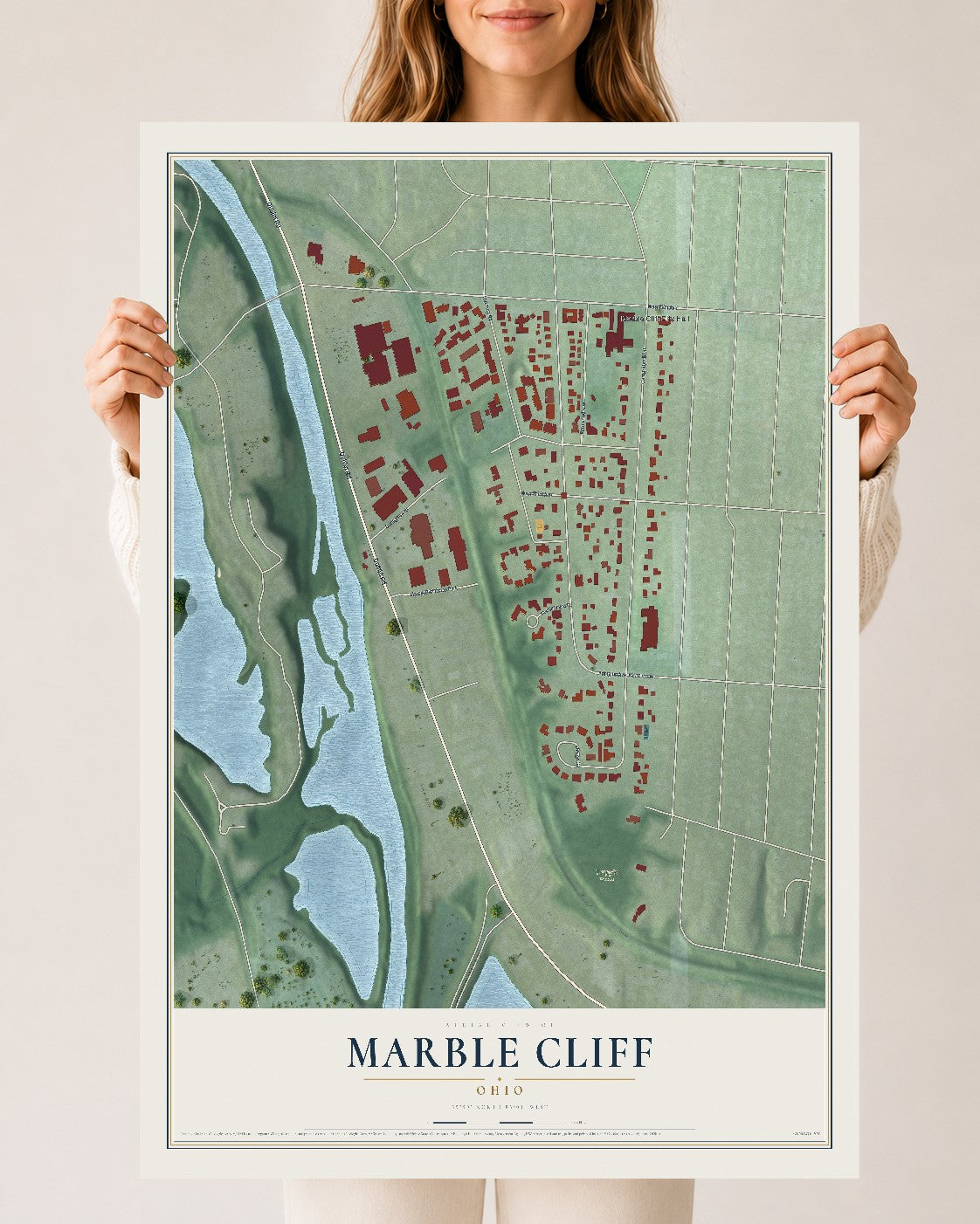 Map of Marble Cliff, Ohio, 24 x 36 inch unframed archival matte print