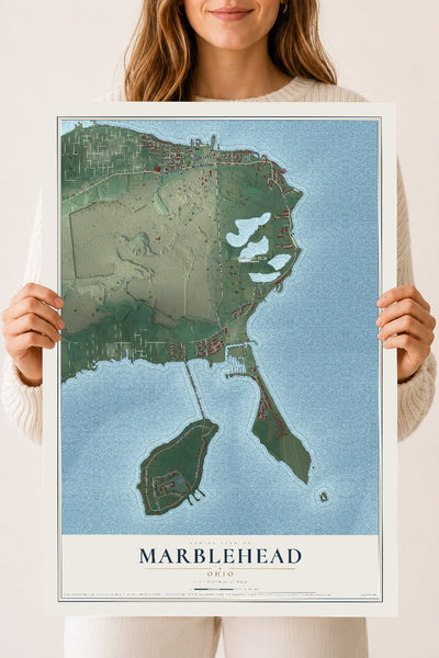 Map of Marblehead, Ohio, 18 x 24 inch unframed archival matte print