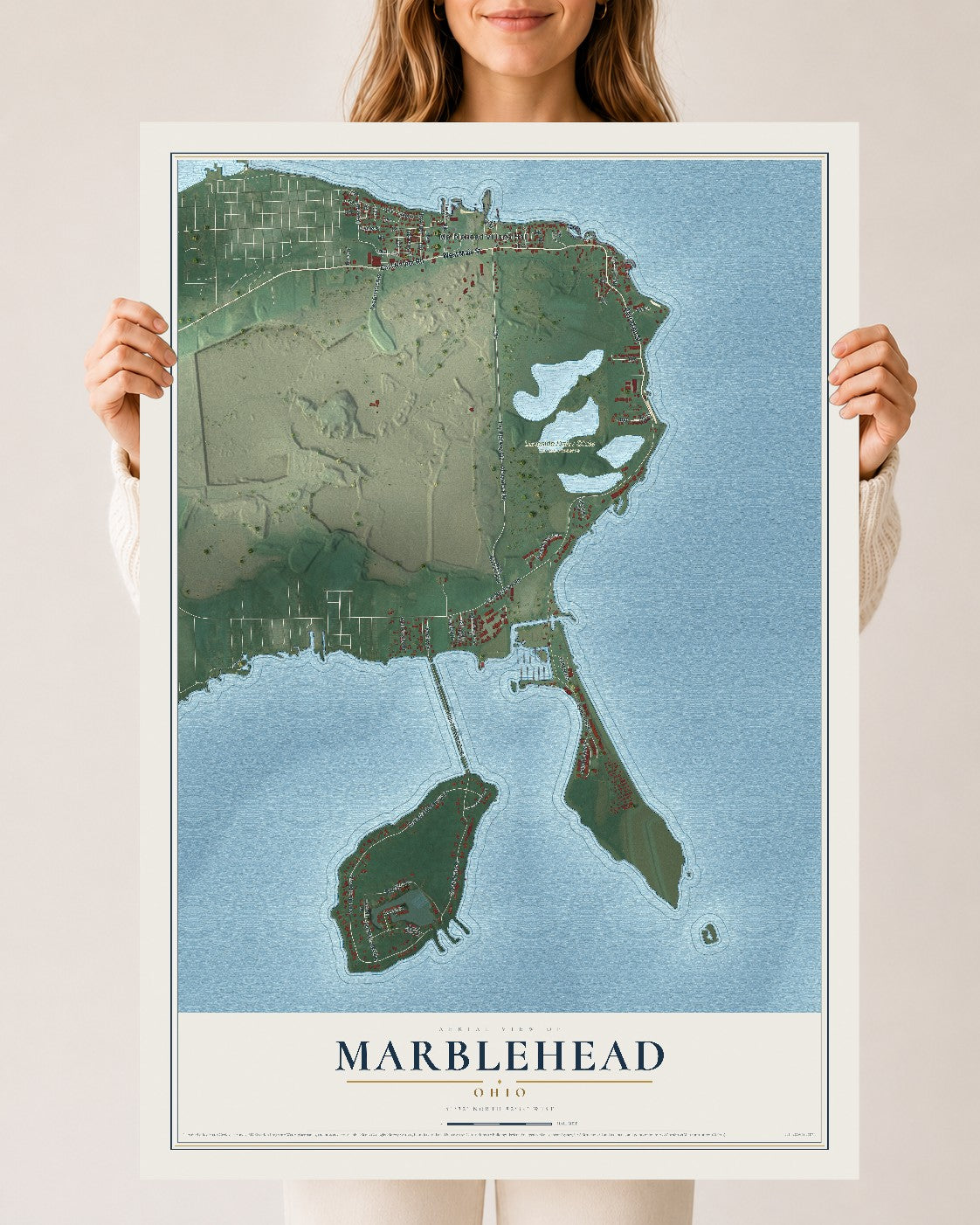 Map of Marblehead, Ohio, 24 x 36 inch unframed archival matte print