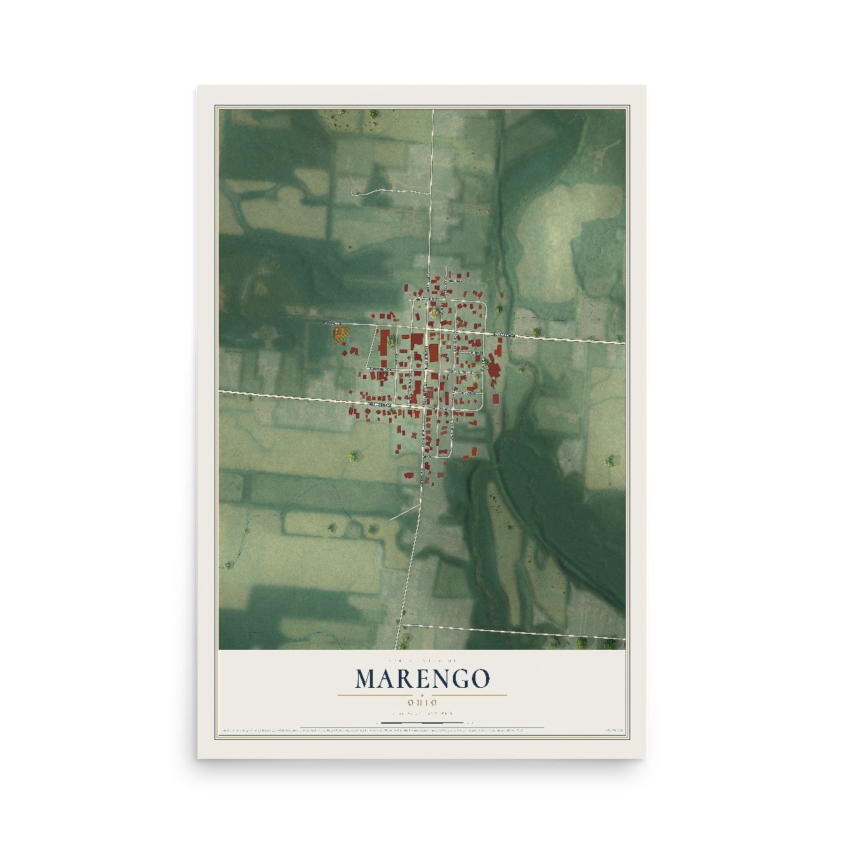 Map of Marengo, Ohio, 12 x 18 inch unframed archival matte print