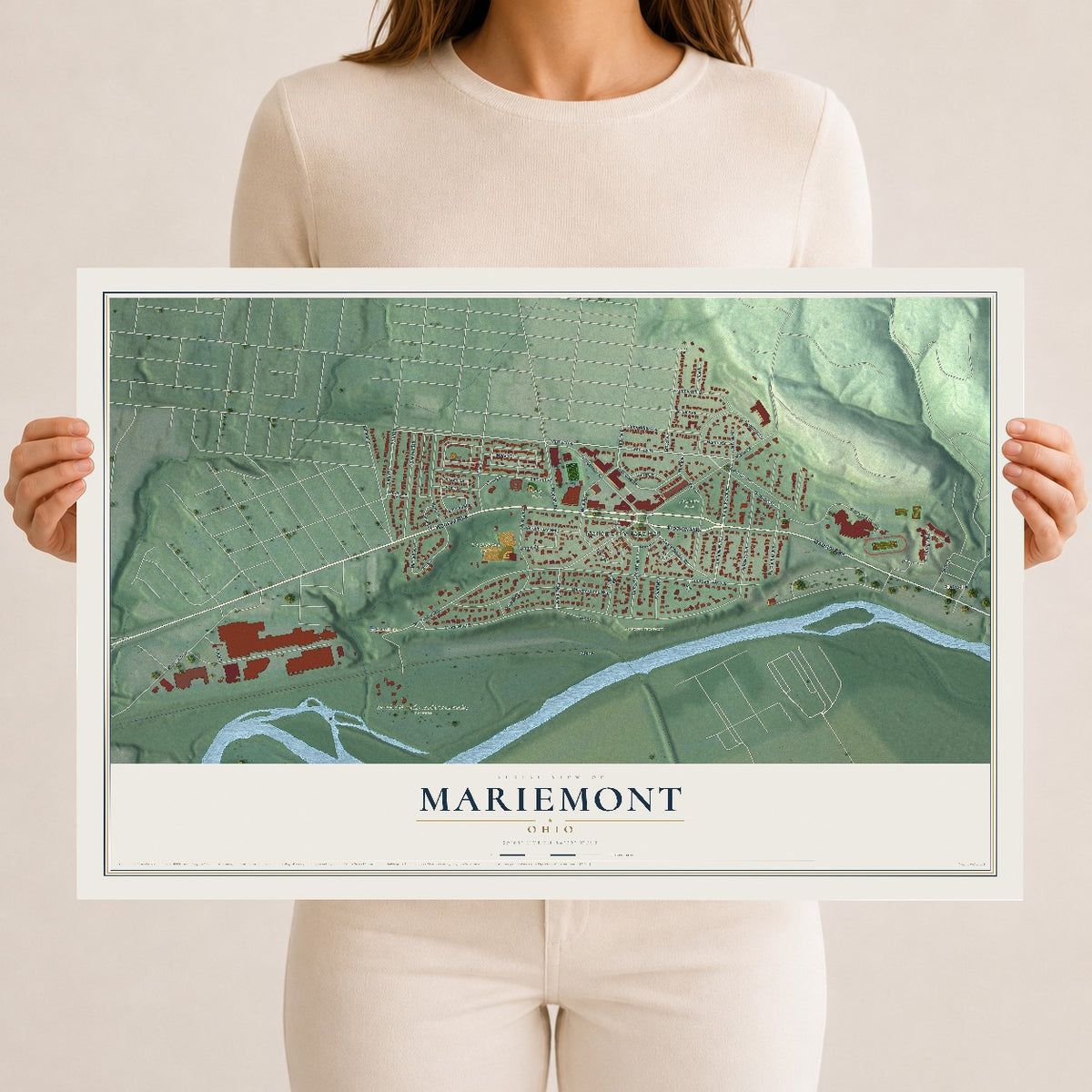 Map of Mariemont, Ohio, 12 x 18 inch unframed archival matte print