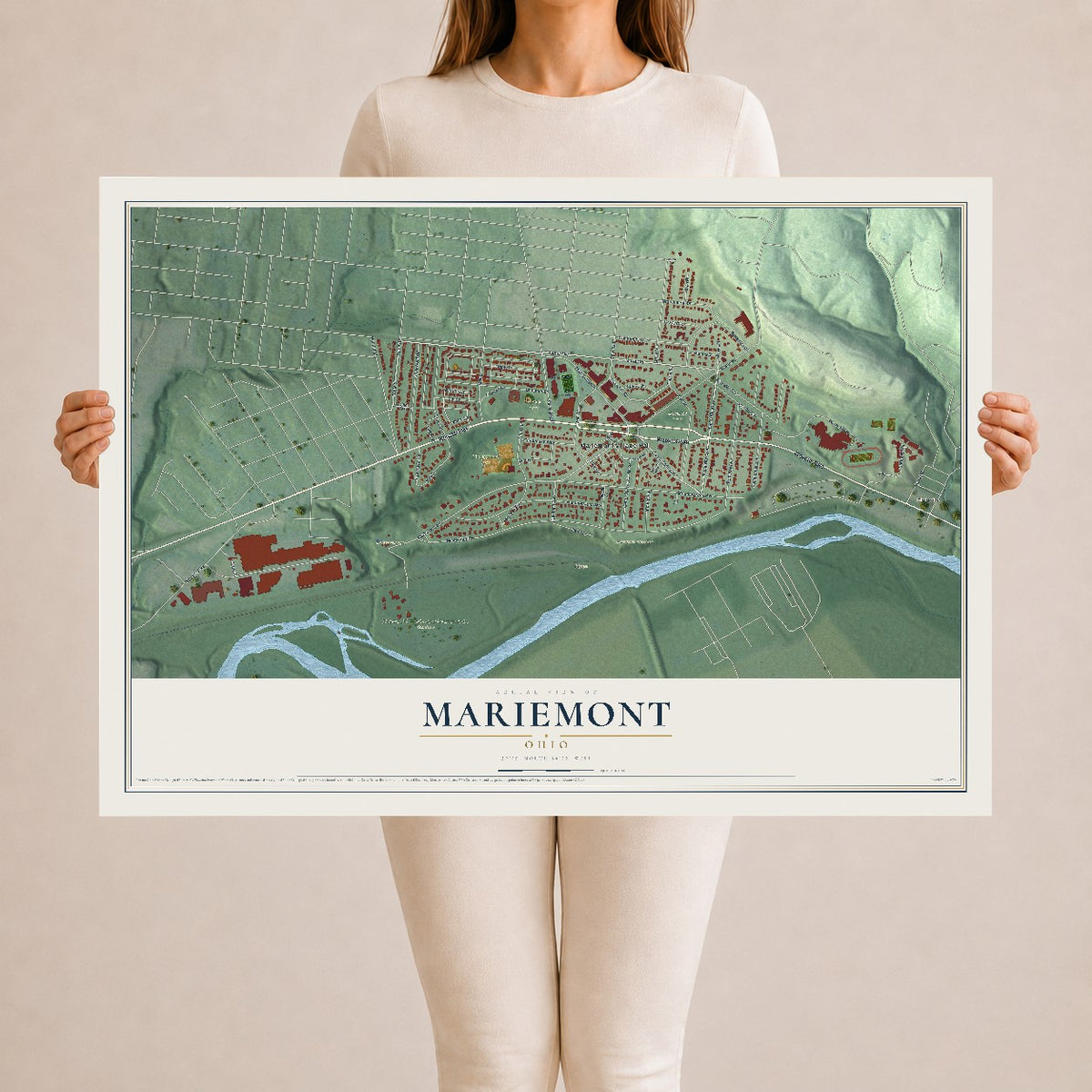 Map of Mariemont, Ohio, 24 x 36 inch unframed archival matte print