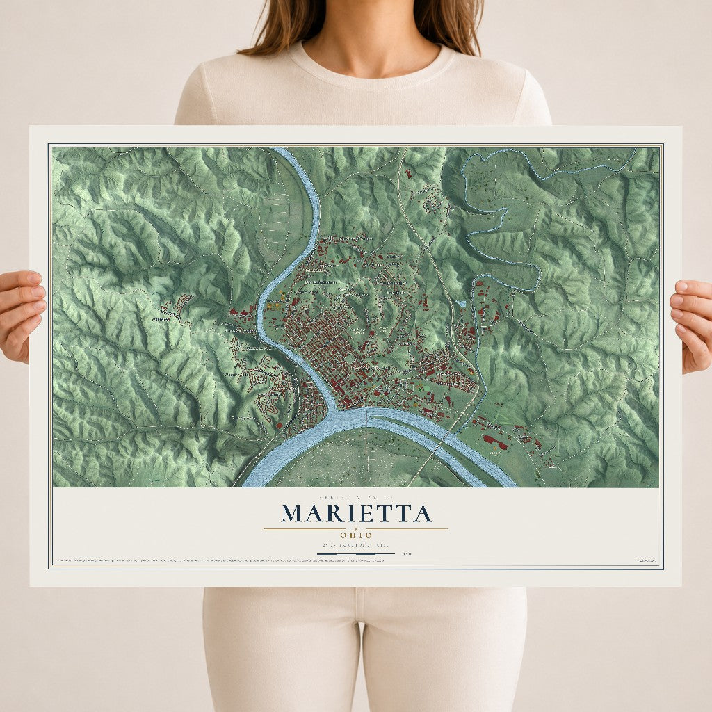 Map of Marietta, Ohio, 18 x 24 inch unframed archival matte print