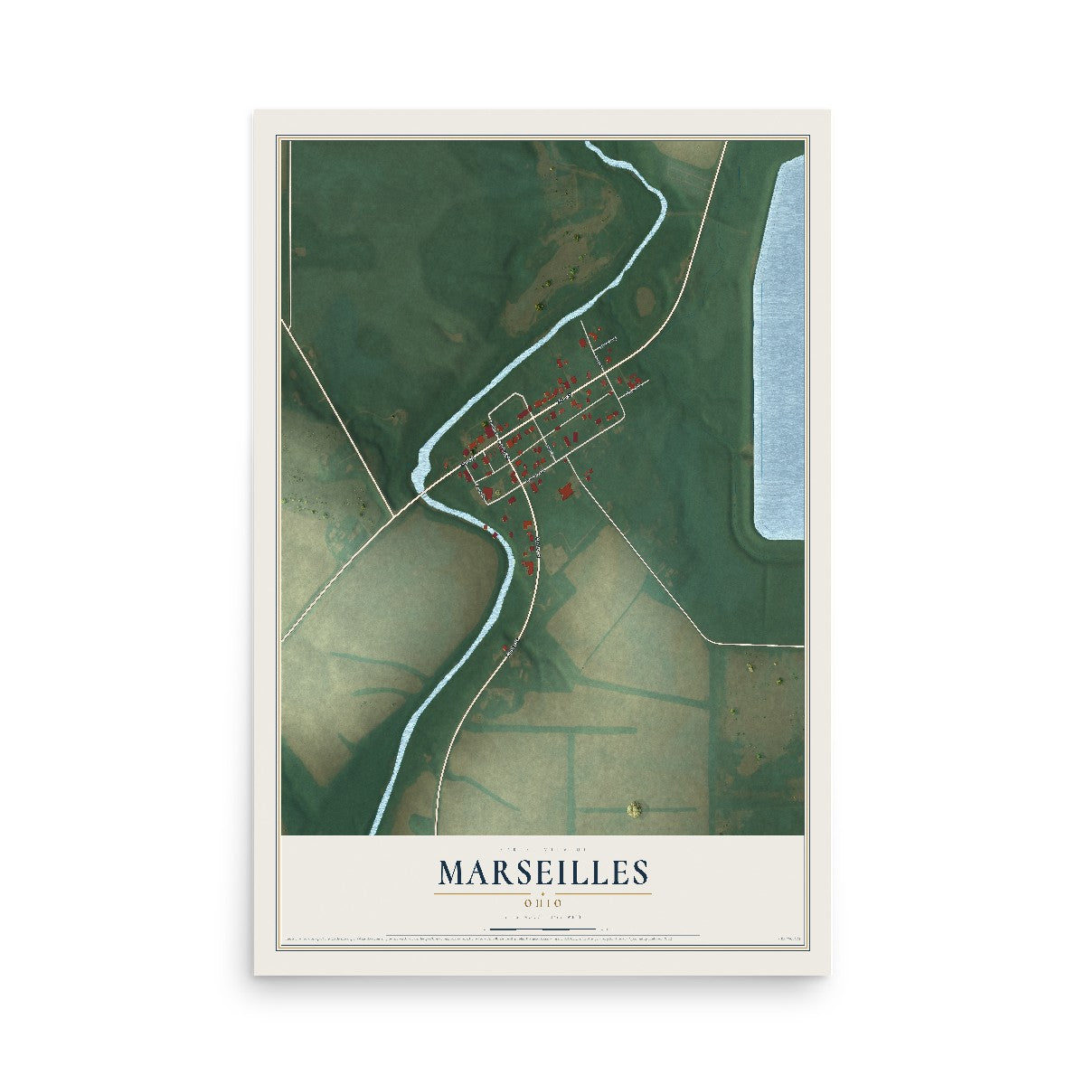 Map of Marseilles, Ohio, 12 x 18 inch unframed archival matte print