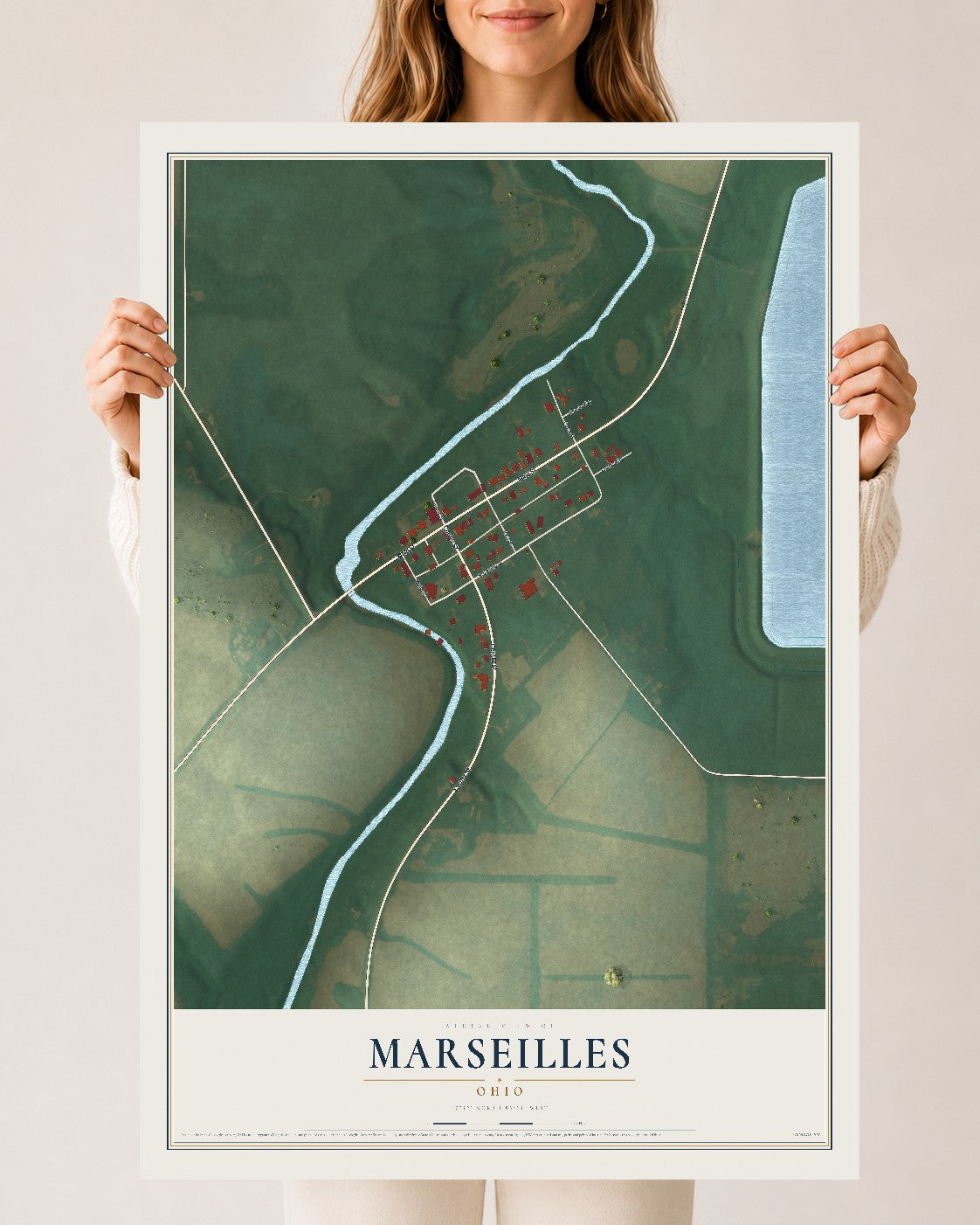 Map of Marseilles, Ohio, 24 x 36 inch unframed archival matte print