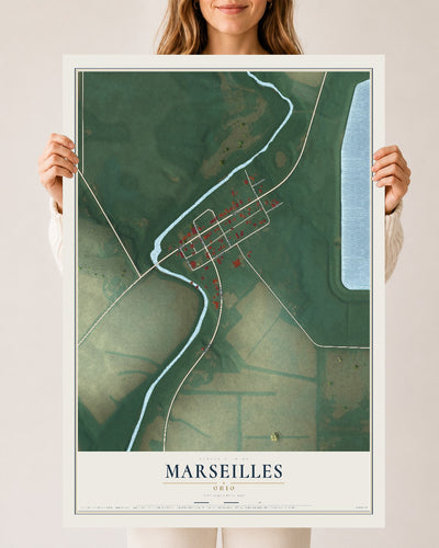 Map of Marseilles, Ohio, 24 x 36 inch unframed archival matte print