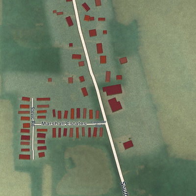 Second close-up of the map of Marshallville, Ohio print showing more streets and buildings