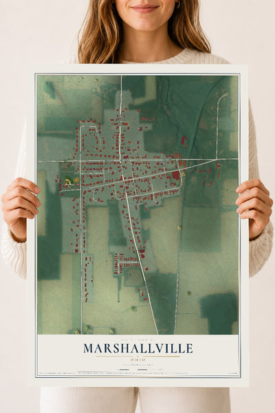 Map of Marshallville, Ohio, 18 x 24 inch unframed archival matte print
