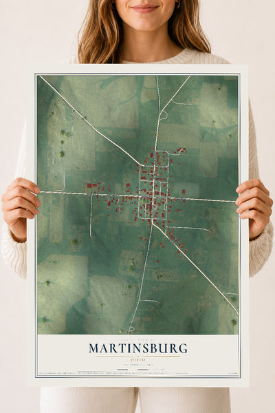 Map of Martinsburg, Ohio, 18 x 24 inch unframed archival matte print