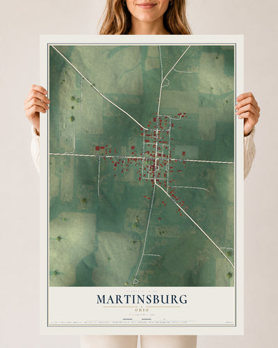 Map of Martinsburg, Ohio, 24 x 36 inch unframed archival matte print