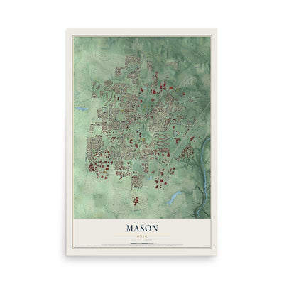 Map of Mason, Ohio, 12 x 18 inch unframed archival matte print