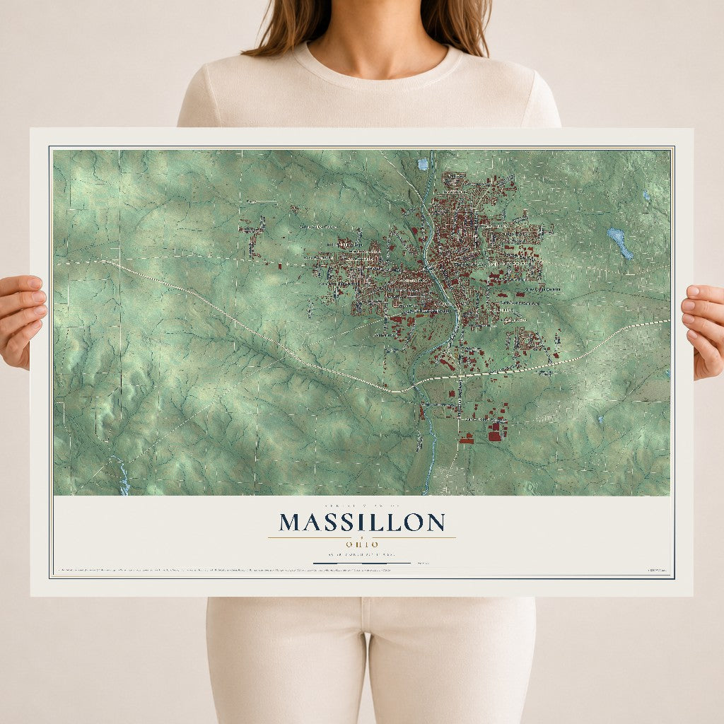 Map of Massillon, Ohio, 18 x 24 inch unframed archival matte print