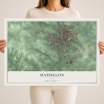Map of Massillon, Ohio, 18 x 24 inch unframed archival matte print