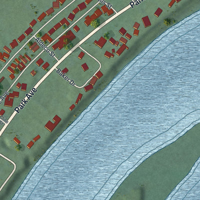 Second close-up of the map of Matamoras (New Matamoras), Ohio print showing more streets and buildings
